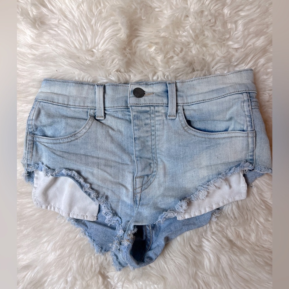 WILDFOX Light Blue Denim Mini Sexy Hello Legs Women Shorts